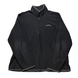 Eddie Bauer Fleece Pullover Mens L Black 1/4 Zip Grid Texture Long Sleeve Top
